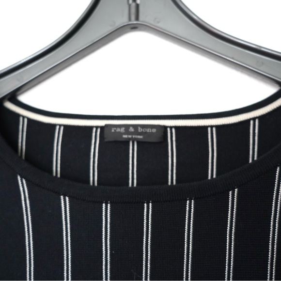 Rag&Bone Navy/White Striped 3/4 Sleeve Cotton Blend Sweater sz M - Picture 3 of 6